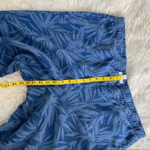 J. Jill Love Linen Blue Print Wide Leg Cropped Pants Medium Elastic Waist size L - Picture 9 of 11